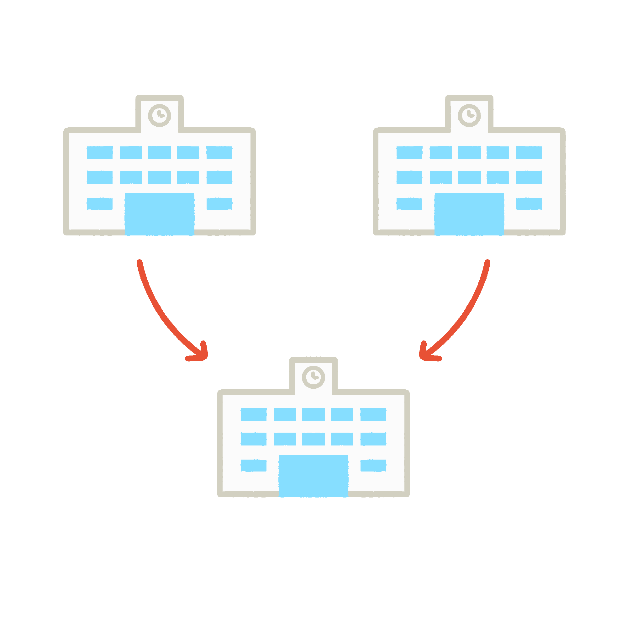 学校の統廃合の無料イラスト素材