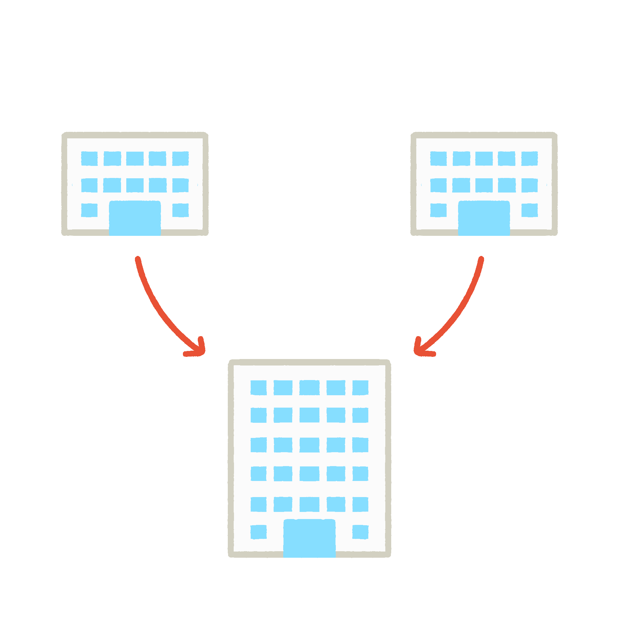 公共施設の統廃合・再編の無料イラスト素材