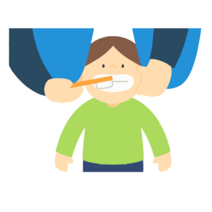 仕上げ磨き(歯磨き)の無料イラスト素材