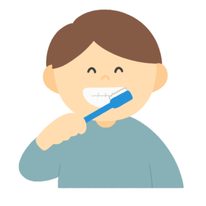 歯磨きをする男性の無料イラスト素材