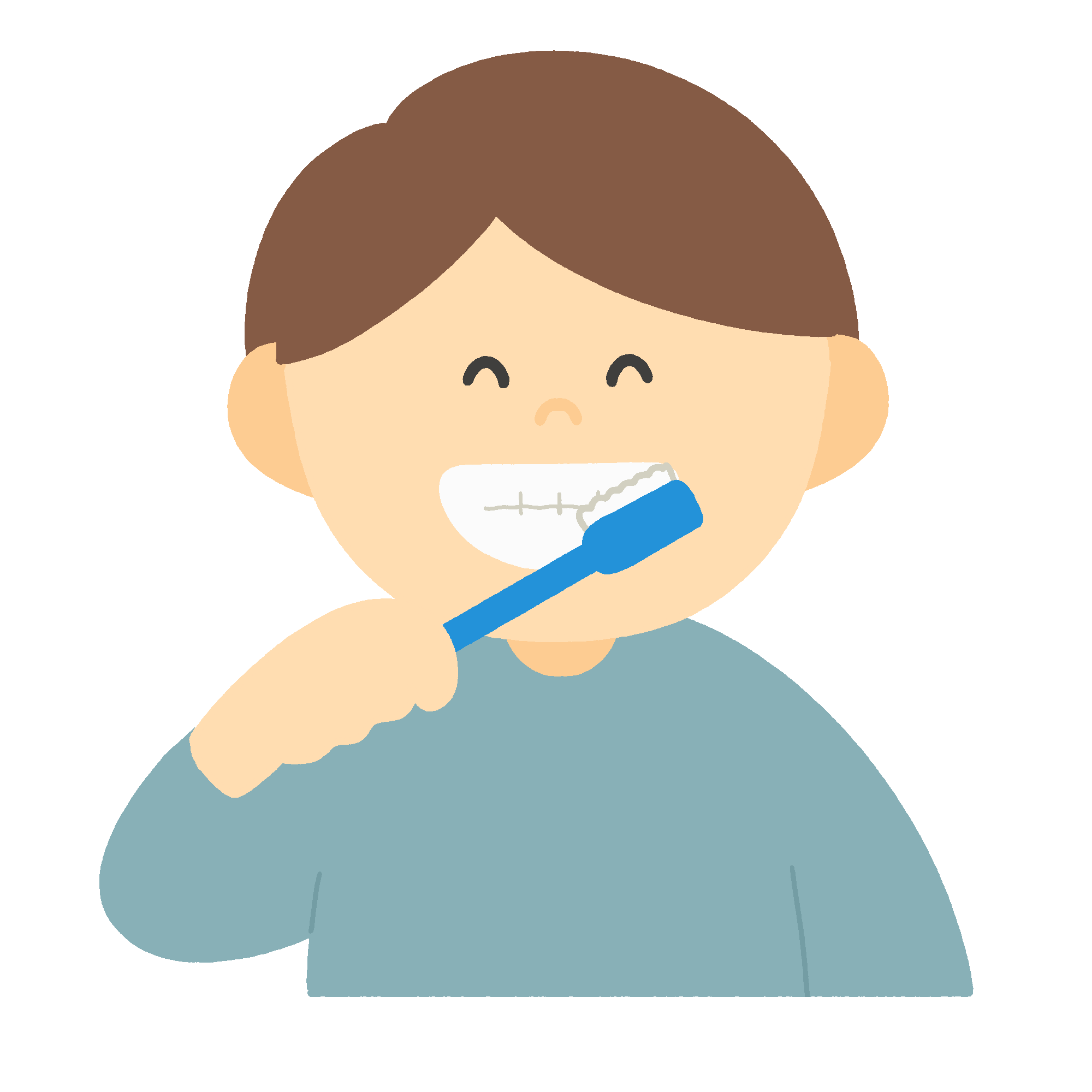 歯磨きをする男性の無料イラスト素材