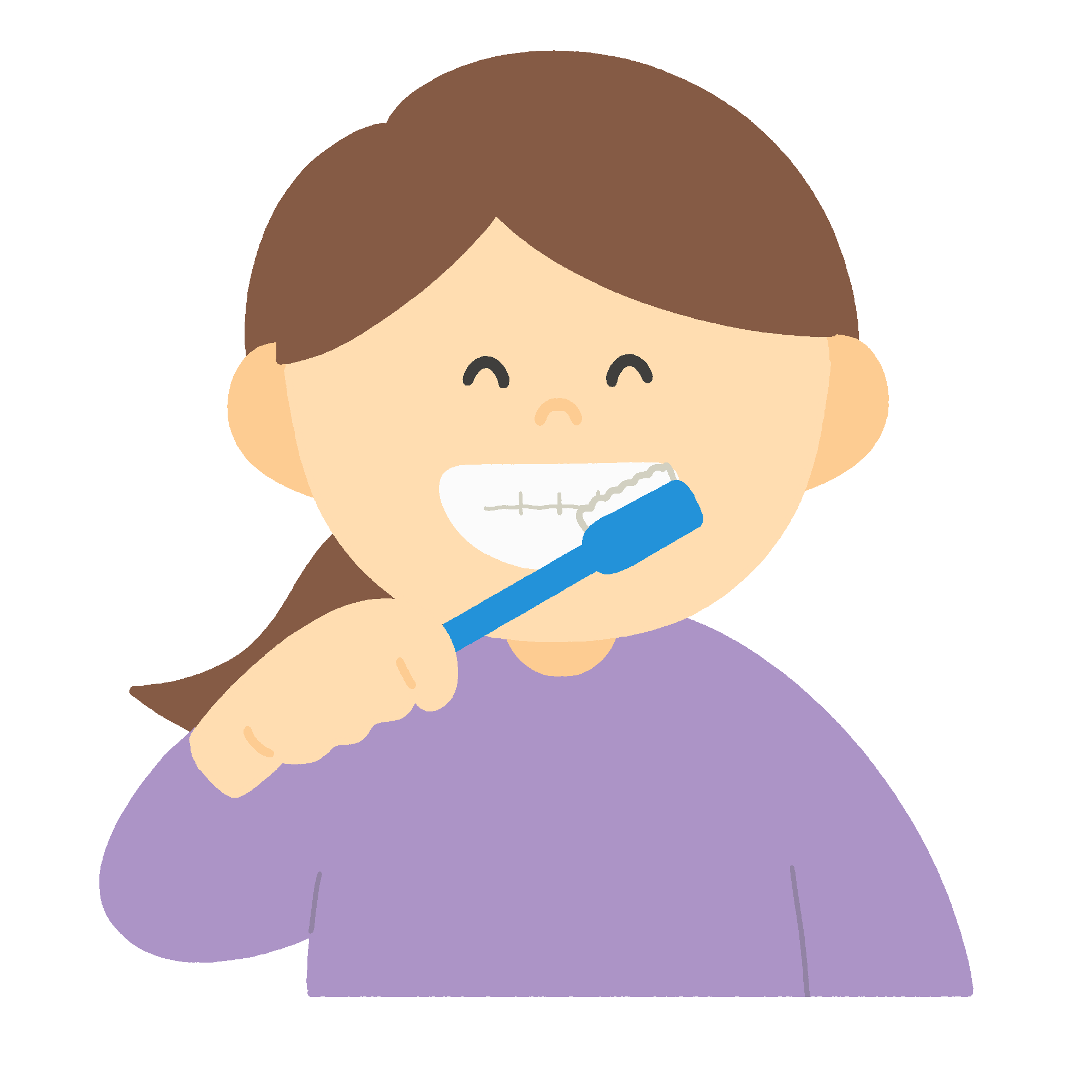 歯磨きをする女性の無料イラスト素材