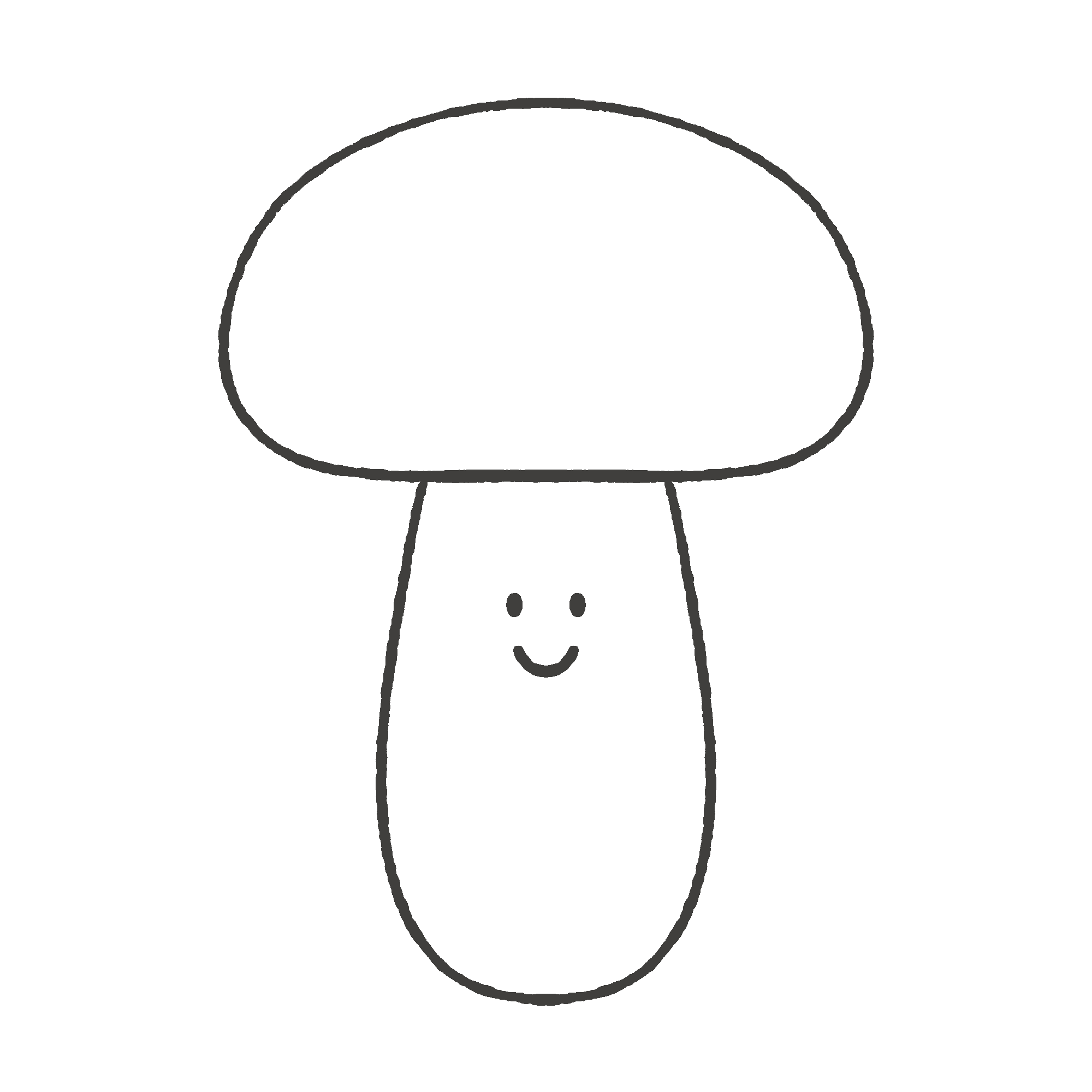 きのこのキャラクター（白黒）の無料イラスト素材