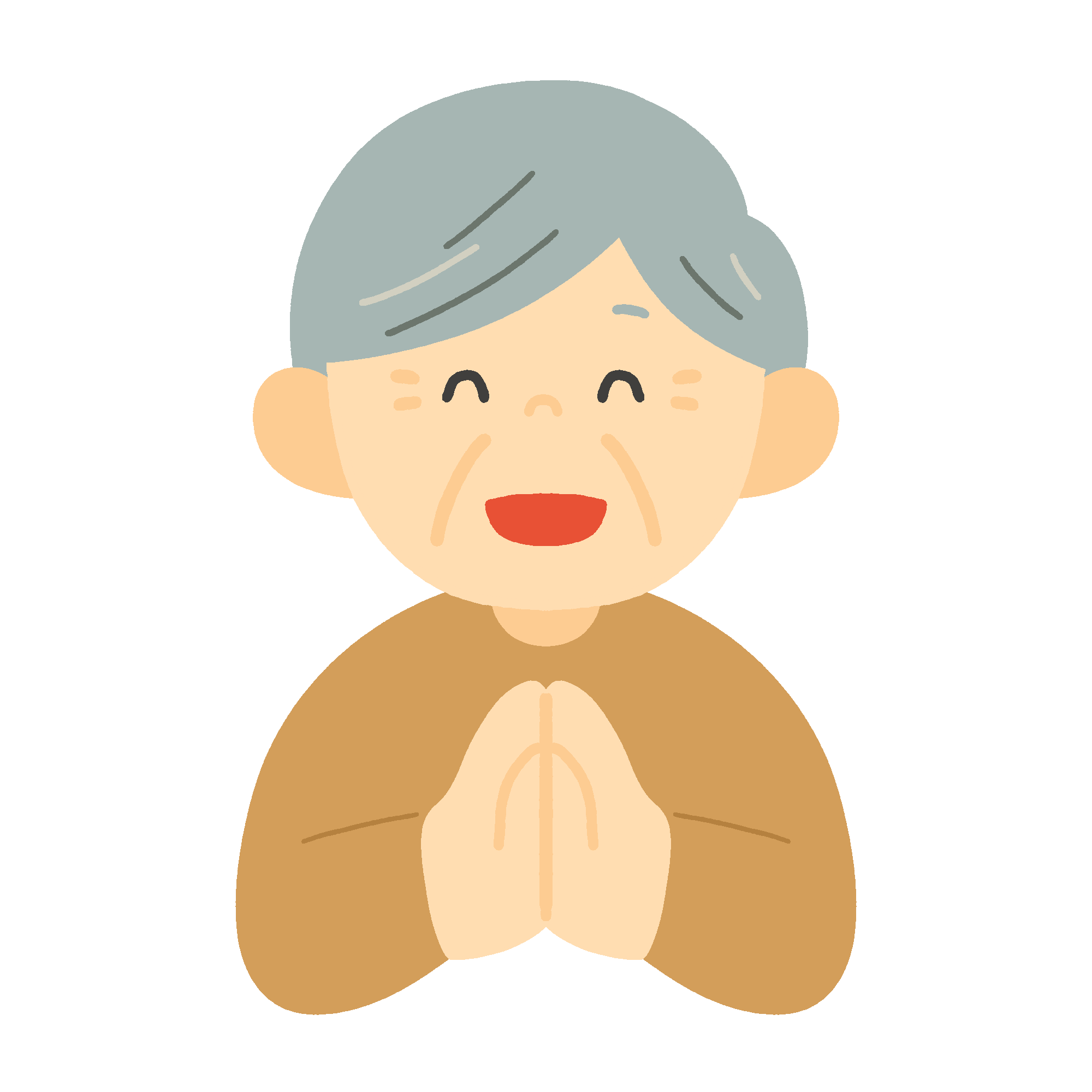 手を合わせるおじいさんの無料イラスト素材