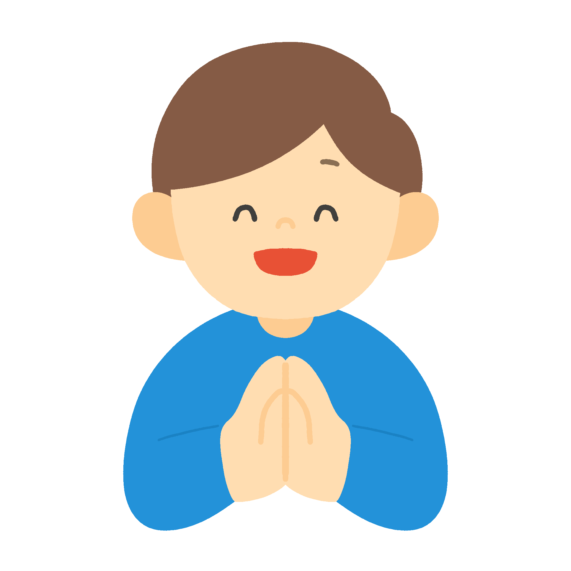 手を合わせる男性の無料イラスト素材