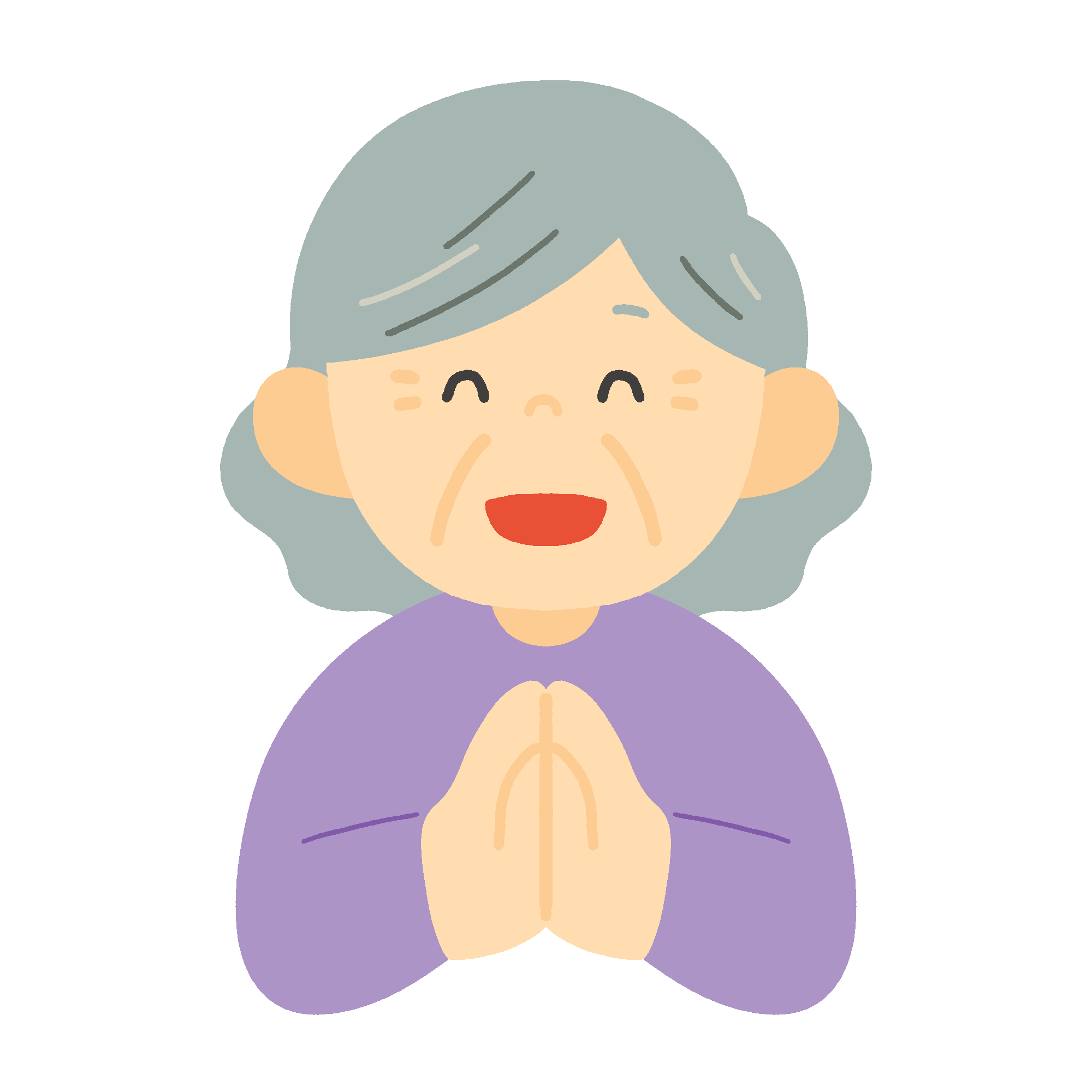 手を合わせるおばあさんの無料イラスト素材