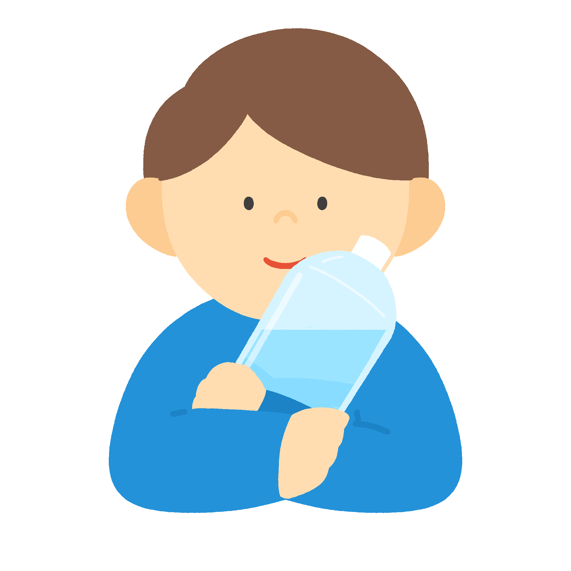 ペットボトルを持つ男性の無料イラスト素材