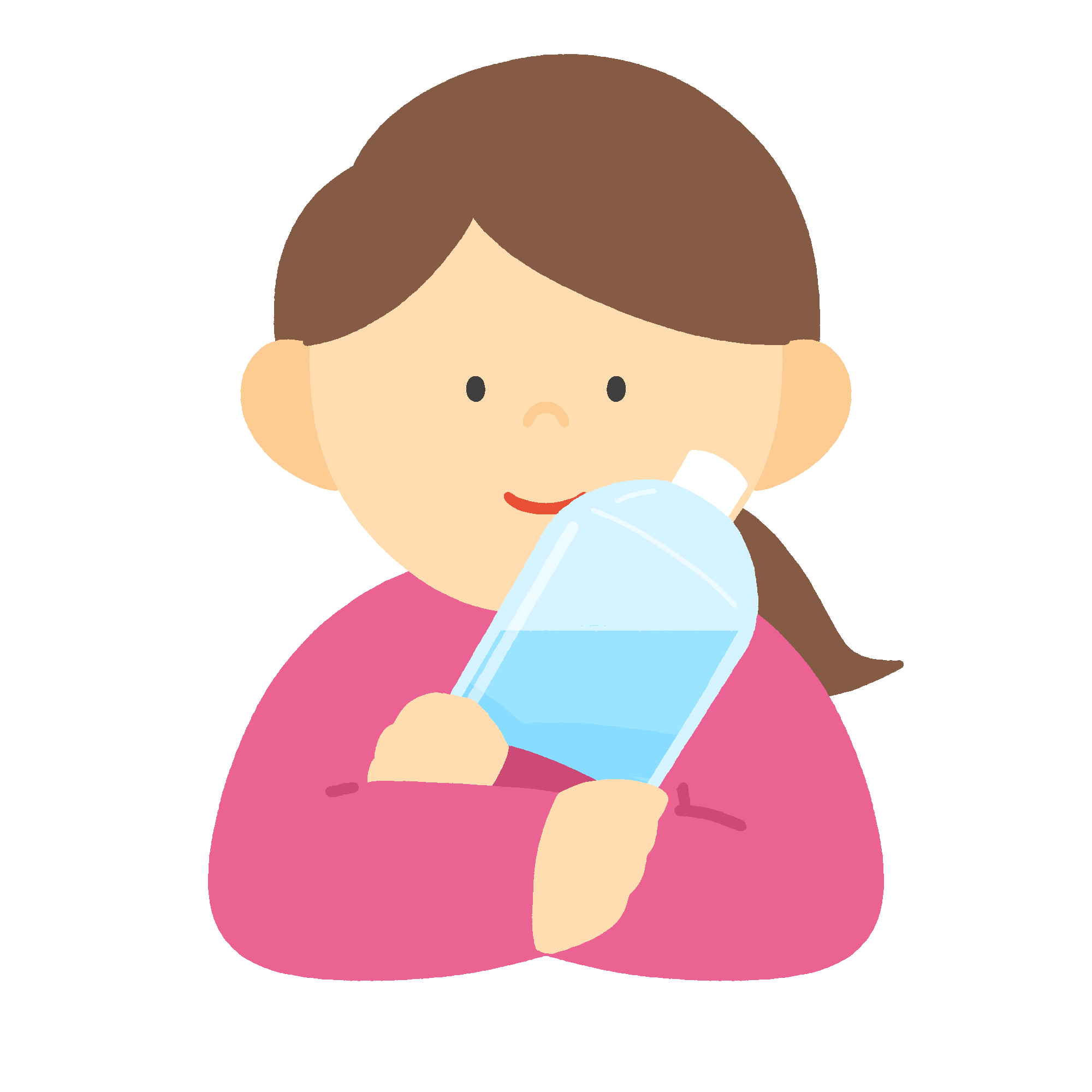 ペットボトルを持つ女性の無料イラスト素材