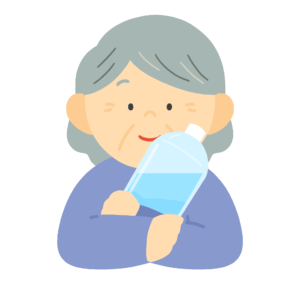 ペットボトルを持つおばあさんの無料イラスト素材