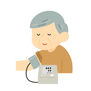 血圧を測るおじいさんの無料イラスト素材