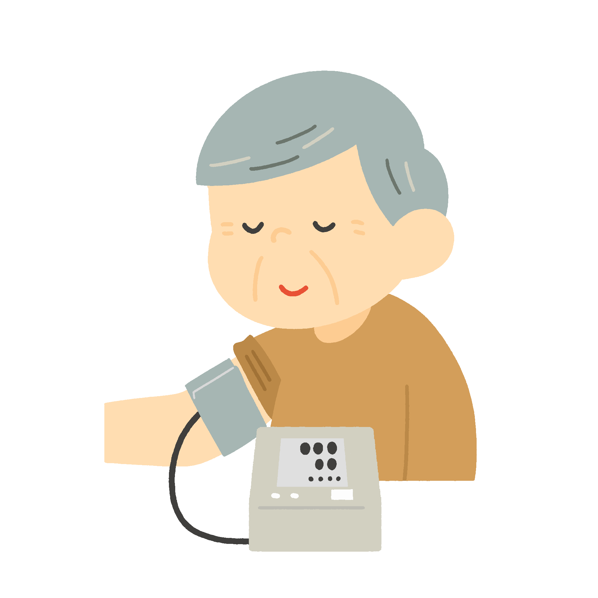 血圧を測るおじいさんの無料イラスト素材