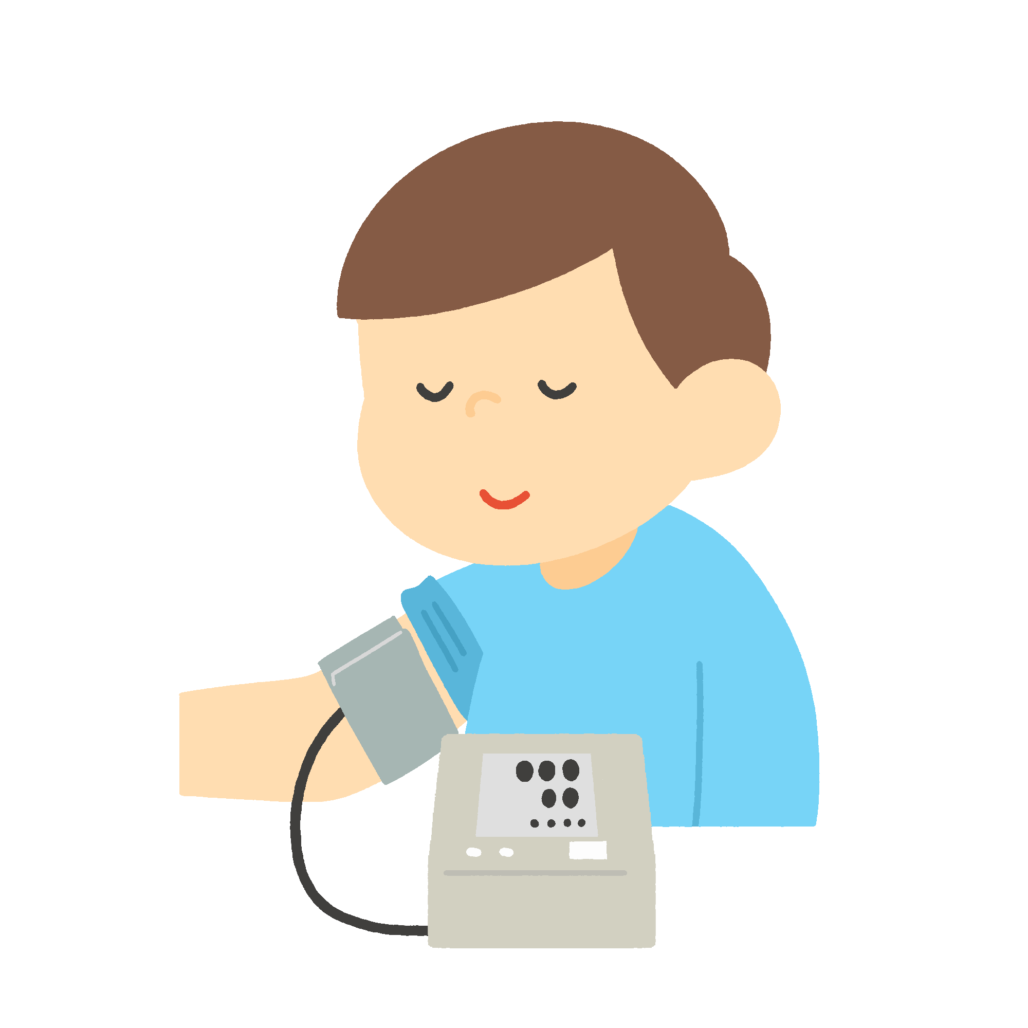 血圧を測る男性の無料イラスト素材