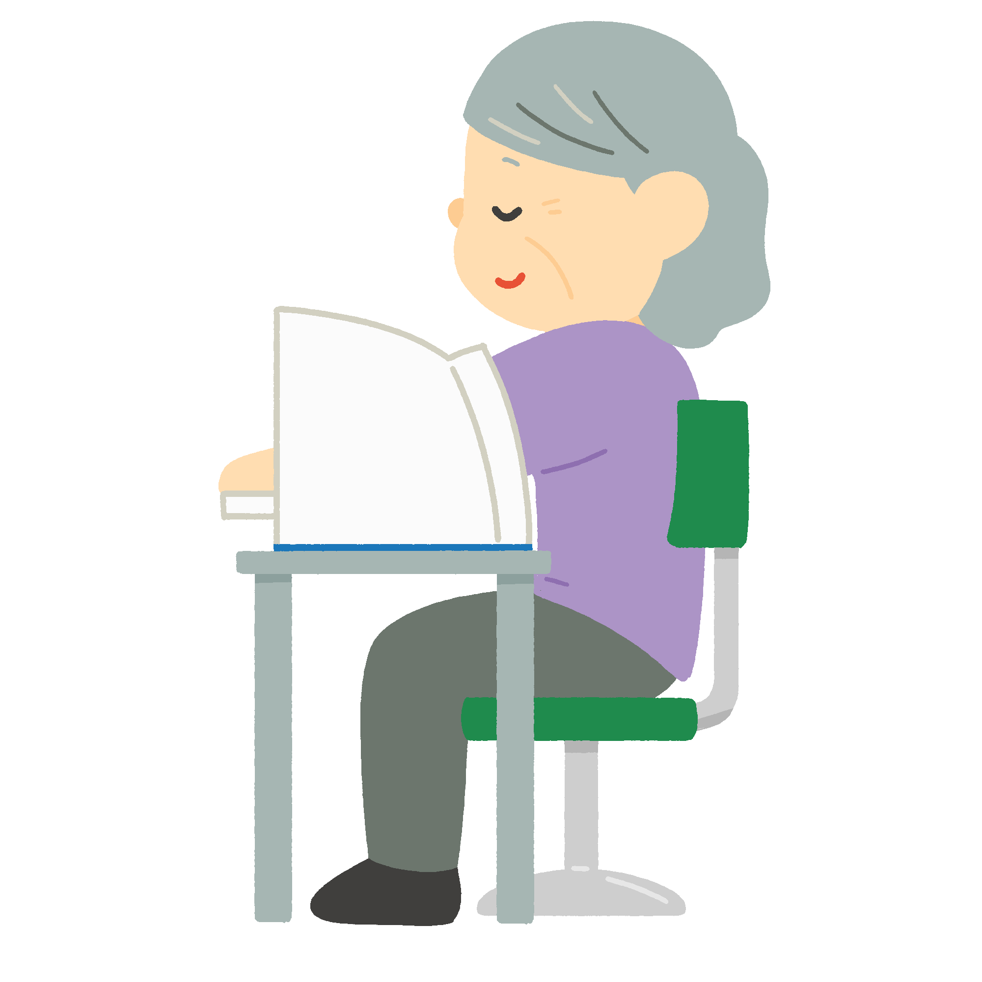 血圧測定するおばあさんの無料イラスト素材