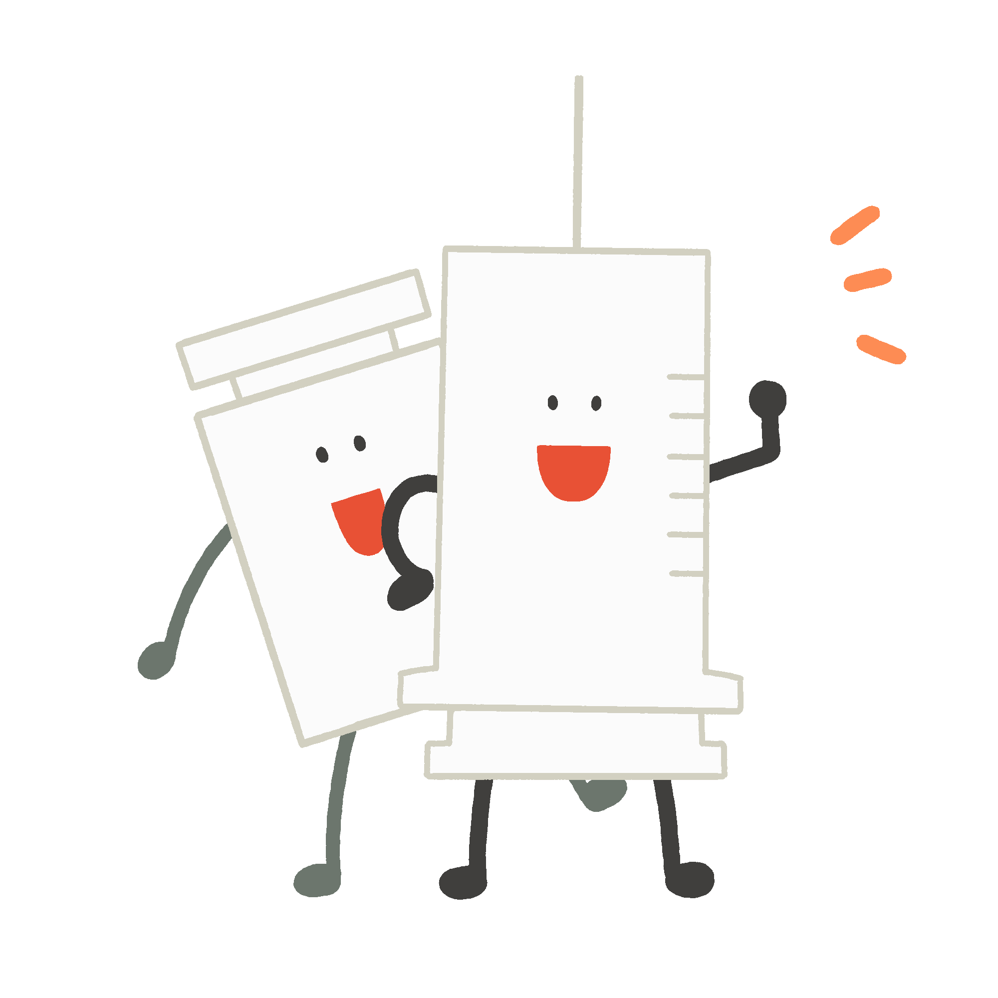 注射器・ワクチンのキャラクターの無料イラスト素材