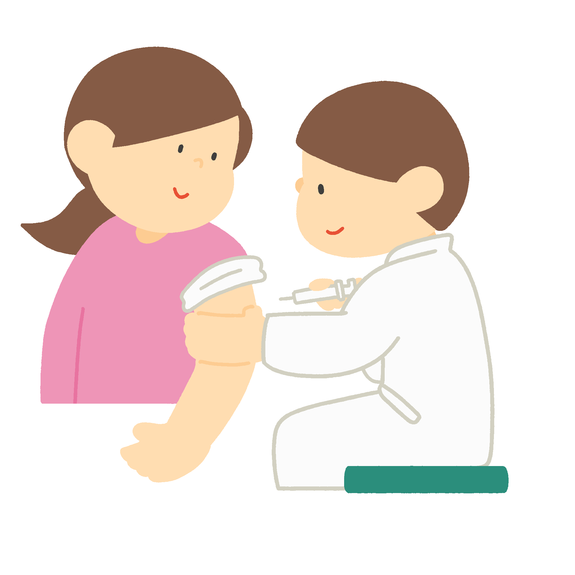 予防接種を受ける女性の無料イラスト素材