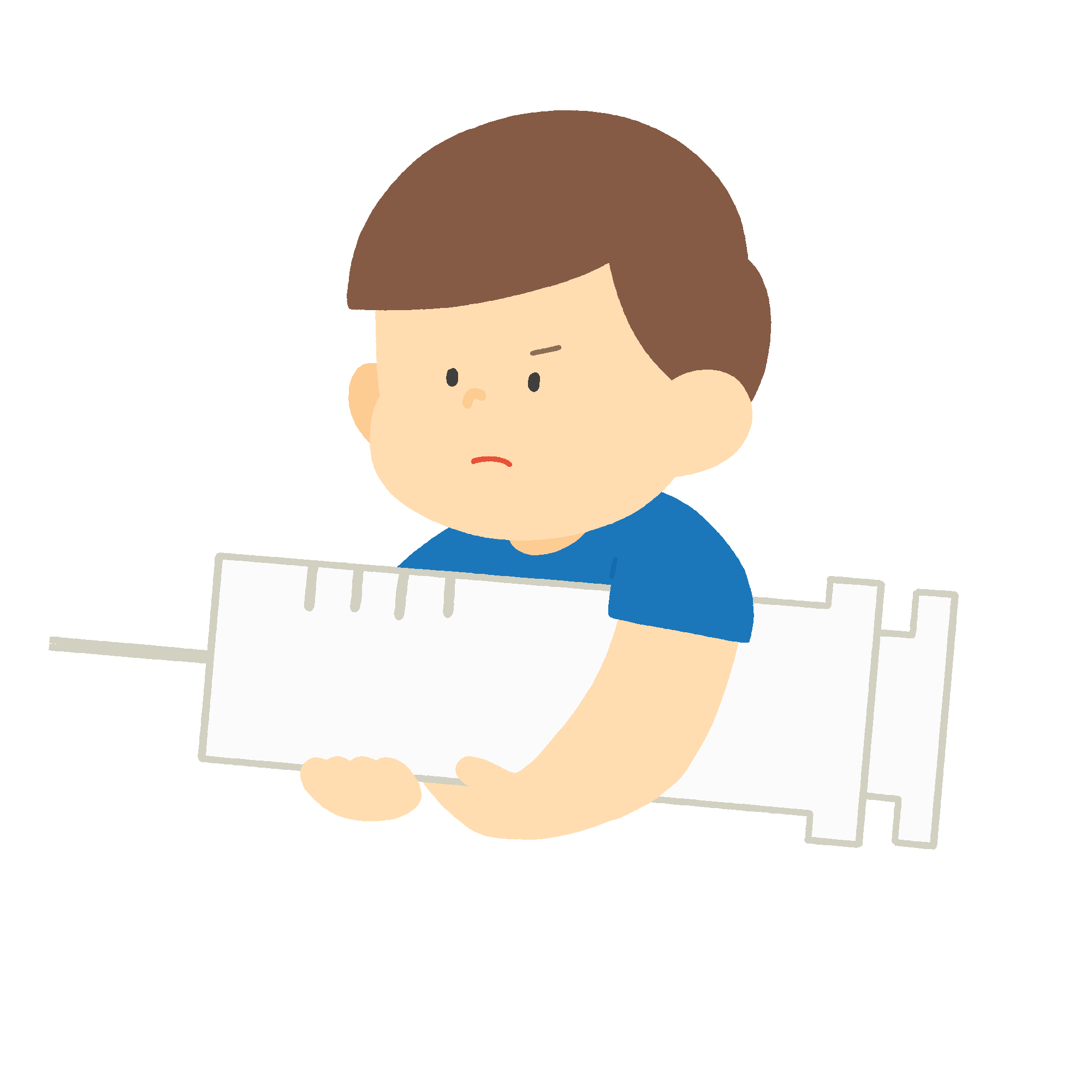 大きな注射器を持つ男の子の無料イラスト素材