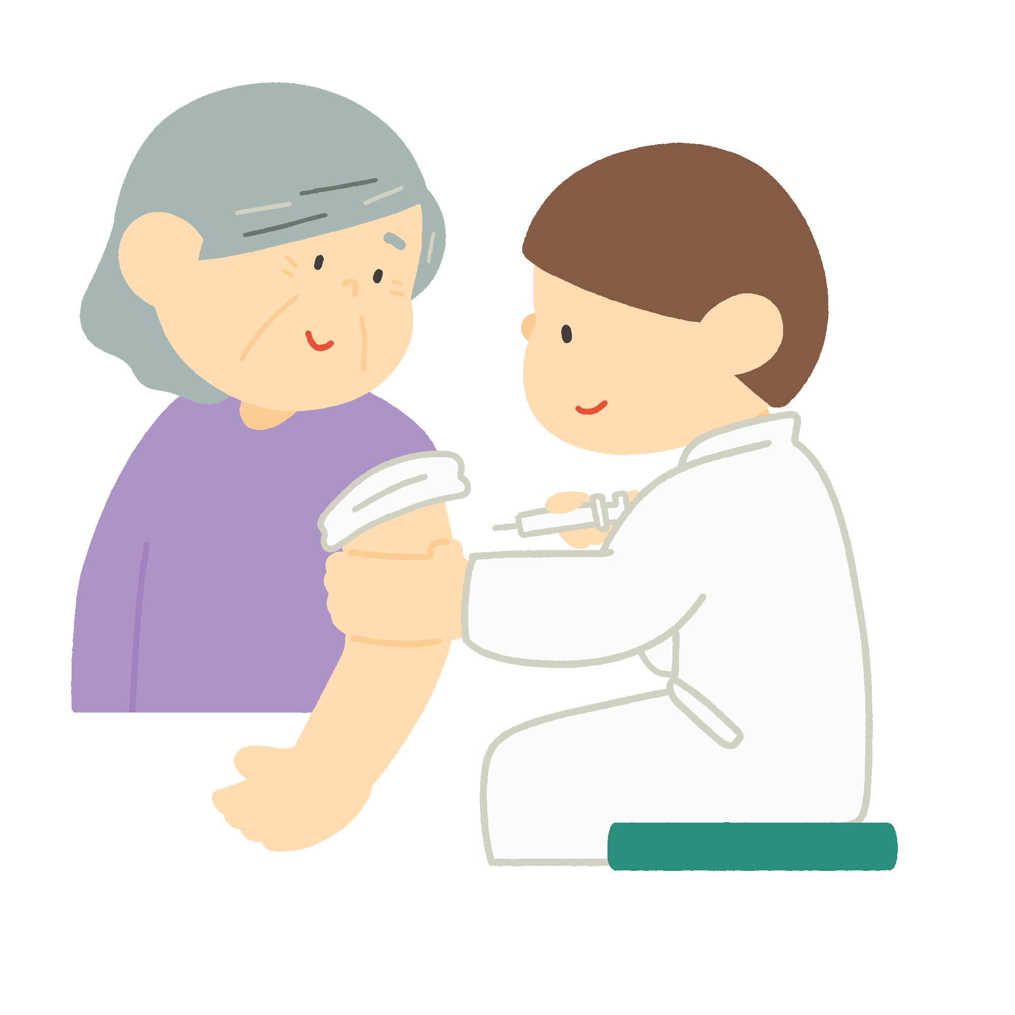 予防接種（ワクチン接種）をするおばあさんの無料イラスト素材