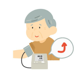 低血圧のおじいさん（血圧計）の無料イラスト素材