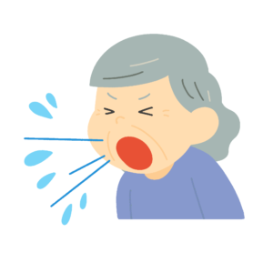 くしゃみをするおばあさんの無料イラスト素材