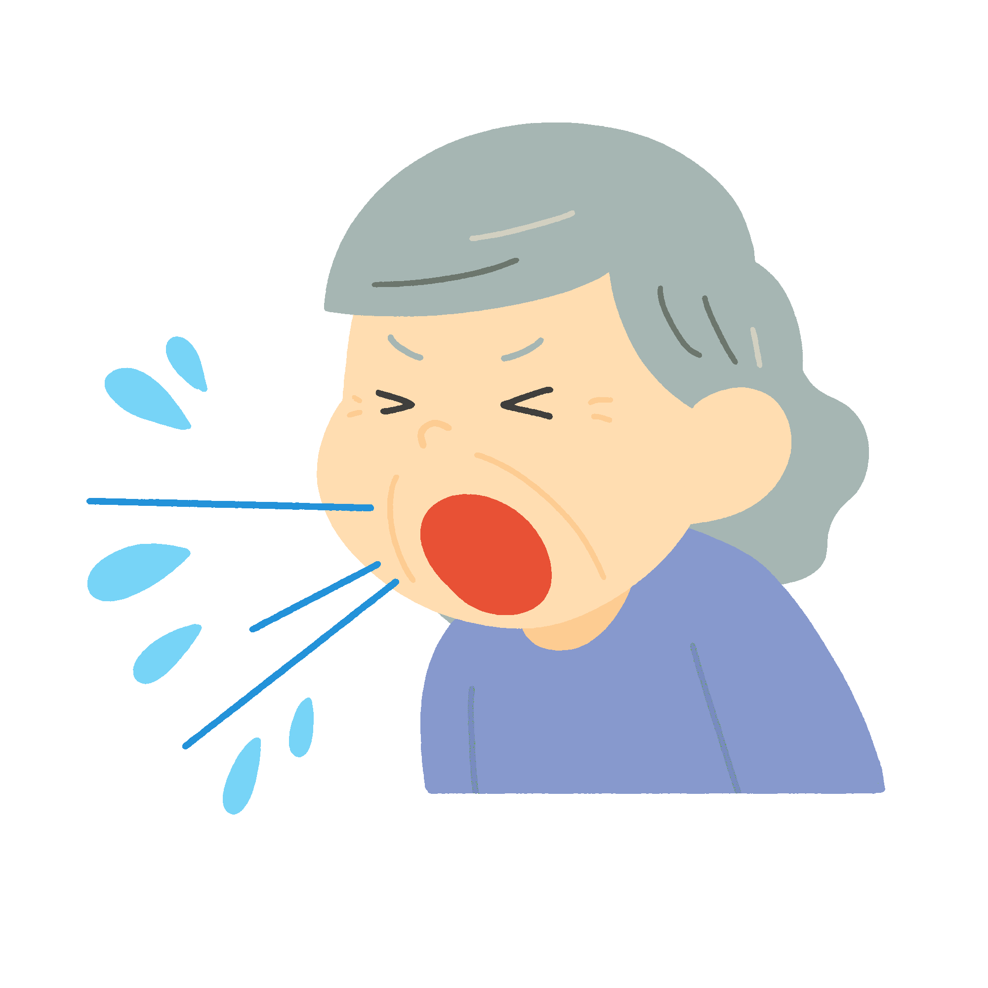 くしゃみをするおばあさんの無料イラスト素材