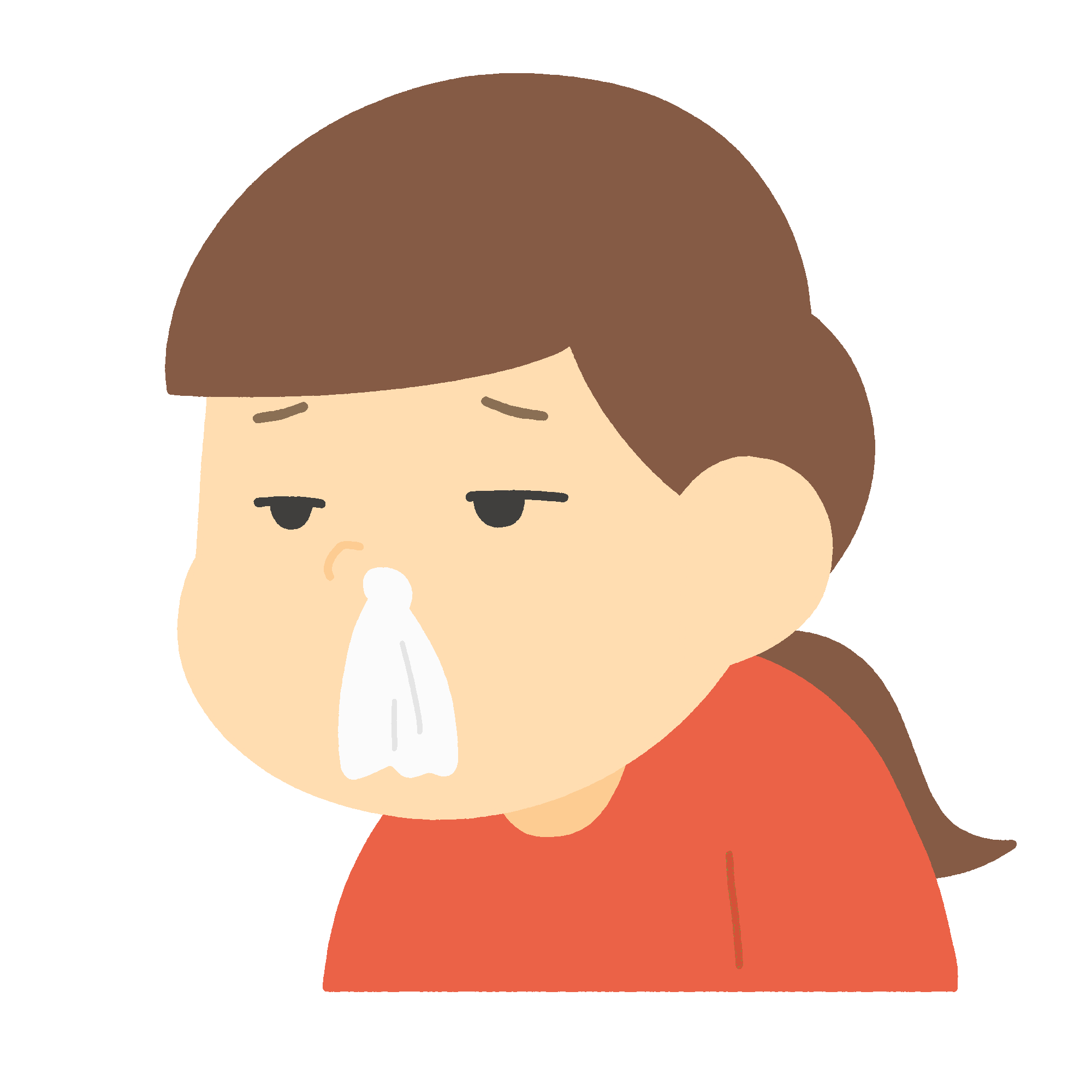 鼻水が止まらない女性の無料イラスト素材