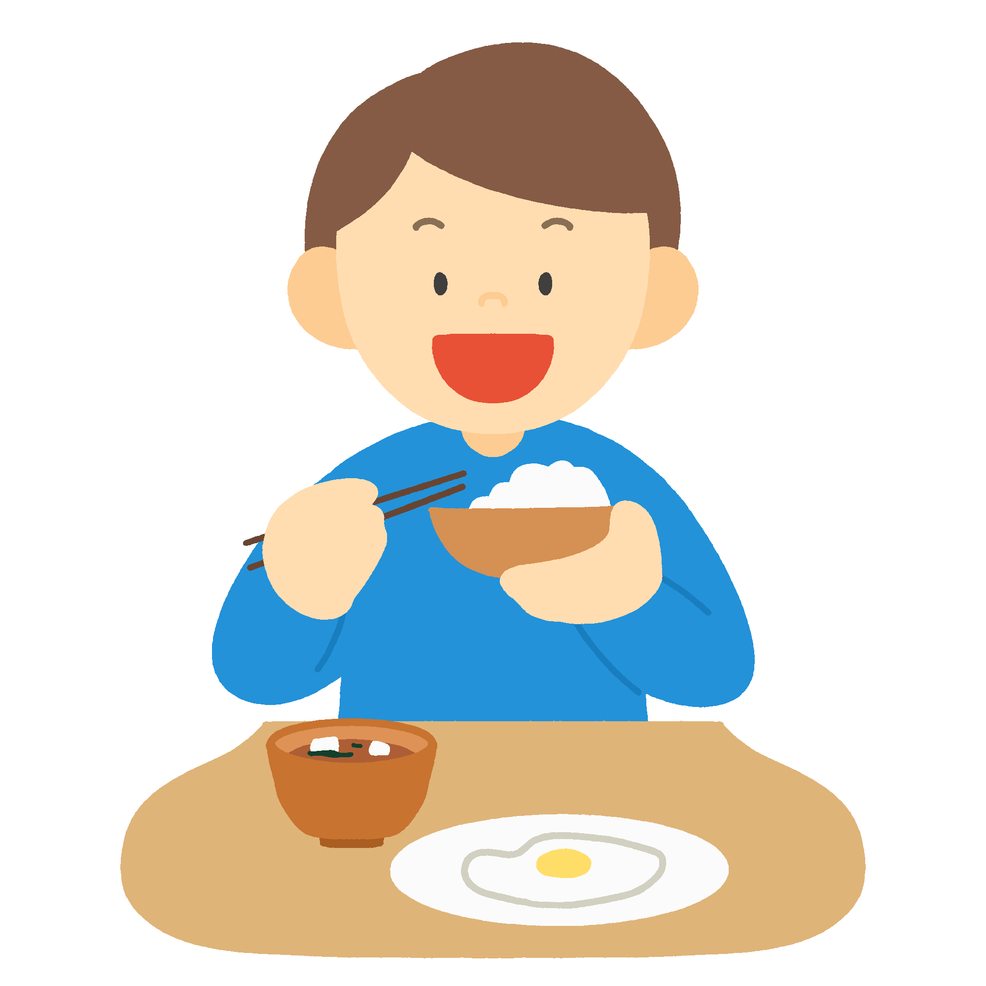 朝ご飯を食べる男の子の無料イラスト素材