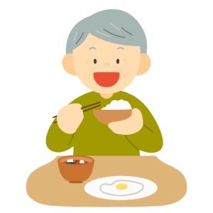 朝ご飯を食べるおじいさんの無料イラスト素材