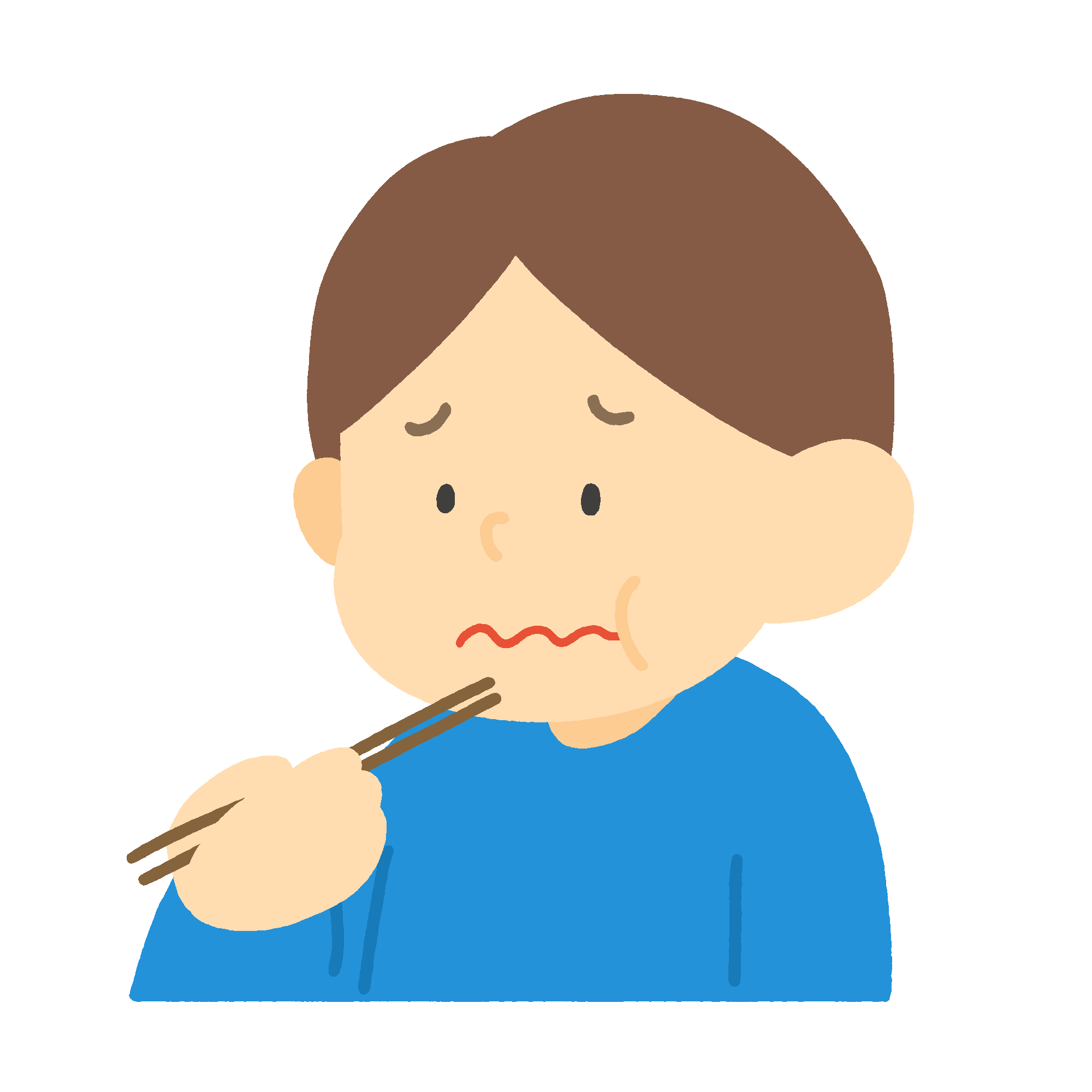 嫌いなものを食べる男の子の無料イラスト素材