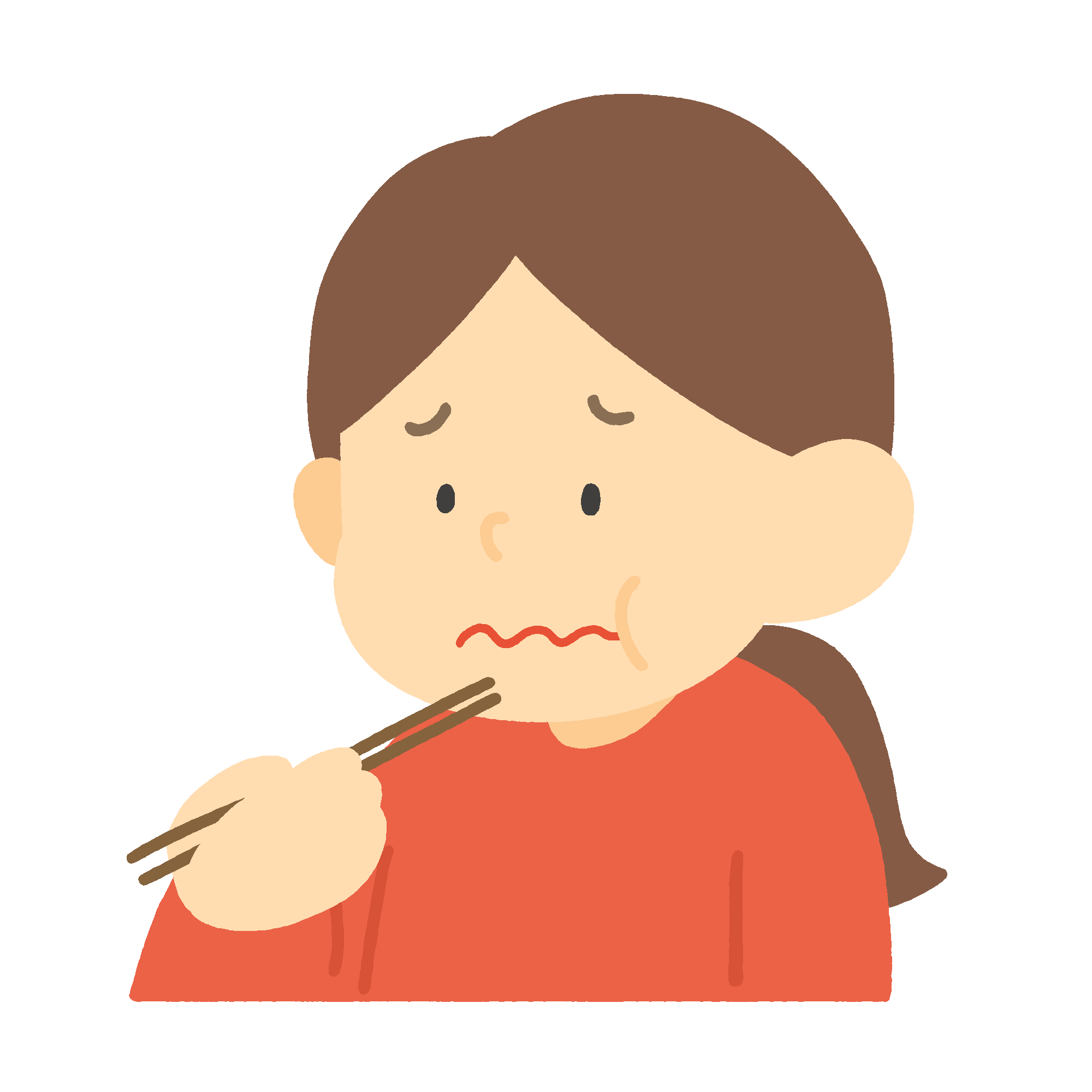 嫌いなものを食べる女の子の無料イラスト素材