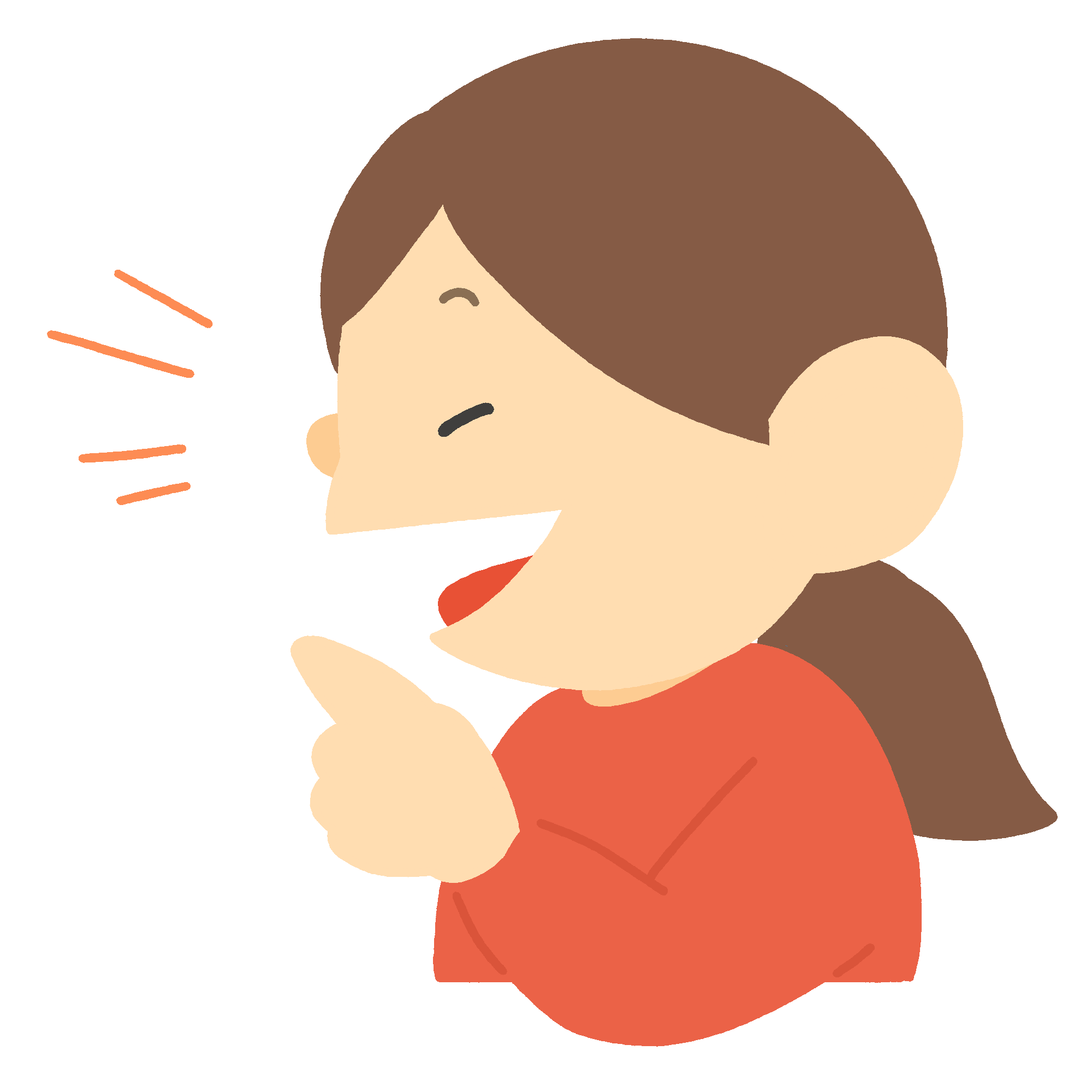 横を向いて話す女の子の無料イラスト素材