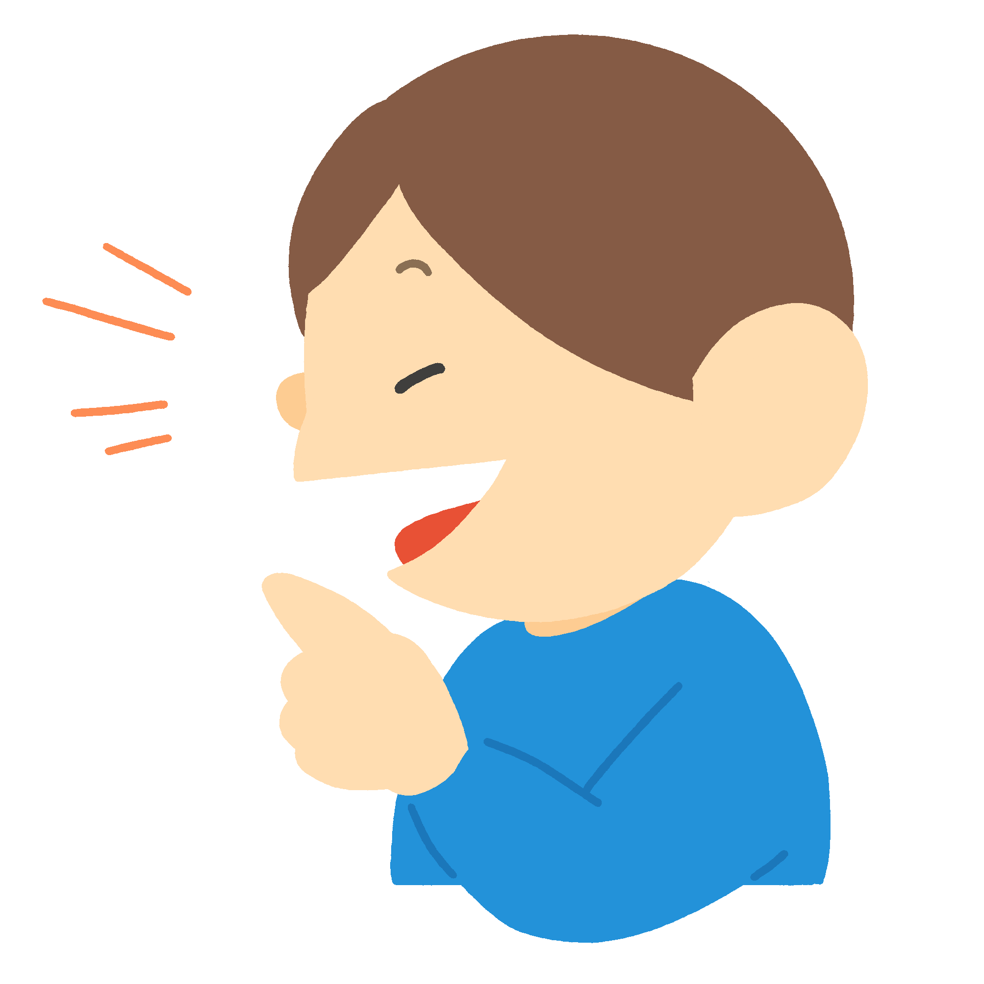 横を向いて話す男の子の無料イラスト素材