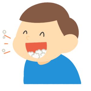 食べながら話す男の子の無料イラスト素材