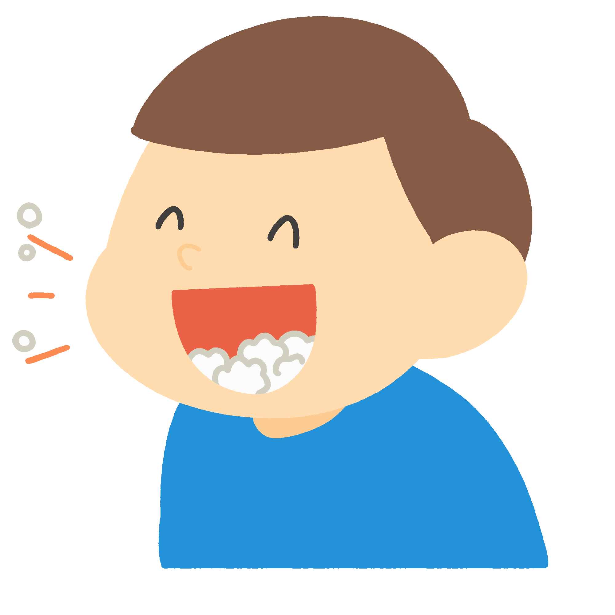 食べながら話す男の子の無料イラスト素材