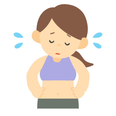 お腹のぜい肉を気にする女性のフリーイラスト素材