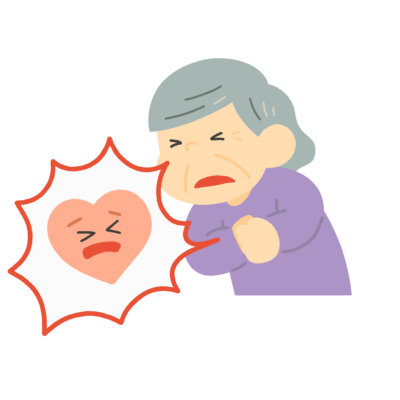 うっと胸を押さえるおばあさんのフリーイラスト素材