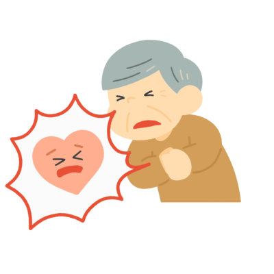 うっと胸を押さえるおじいさんのフリーイラスト素材