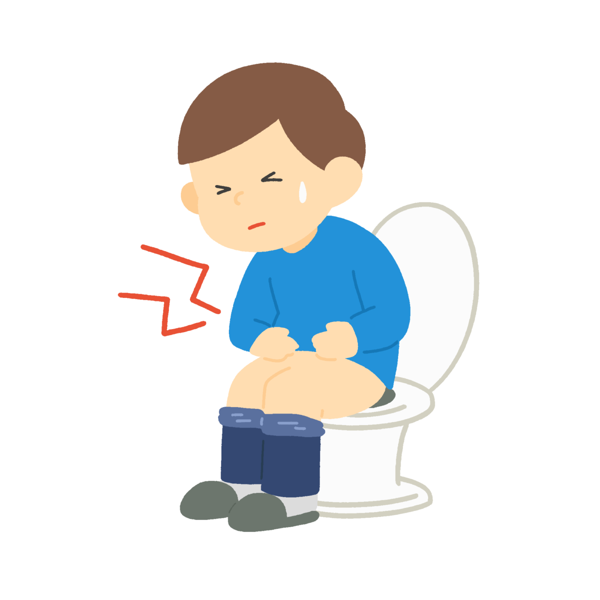 トイレでお腹を押さえる男性のフリーイラスト素材