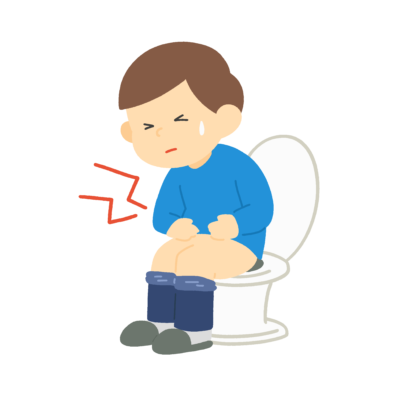 トイレでお腹を押さえる男性のフリーイラスト素材