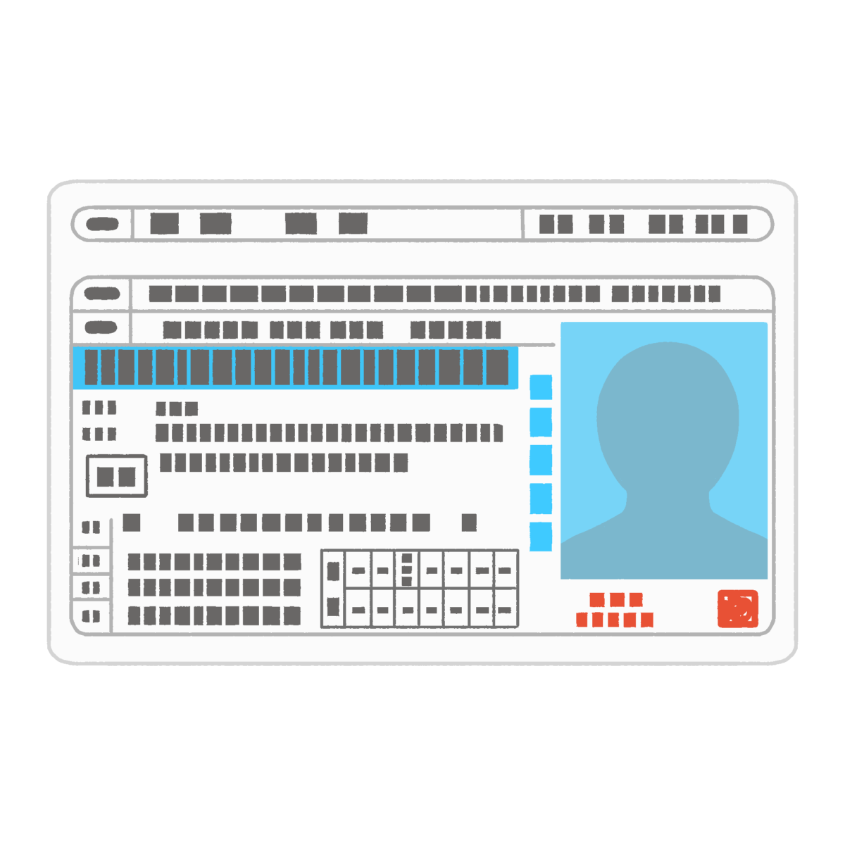 運転免許証（ブルー免許）のフリーイラスト素材