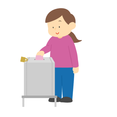投票する女性のフリーイラスト素材
