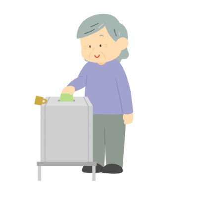 投票箱に入れているおばあさんのフリーイラスト素材
