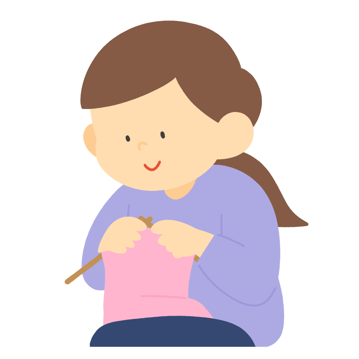 編み物をする女性のフリーイラスト素材