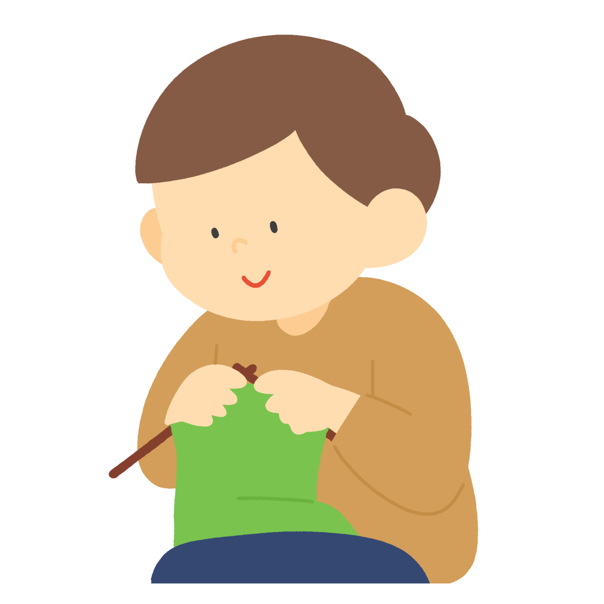 編み物をする男性のフリーイラスト素材