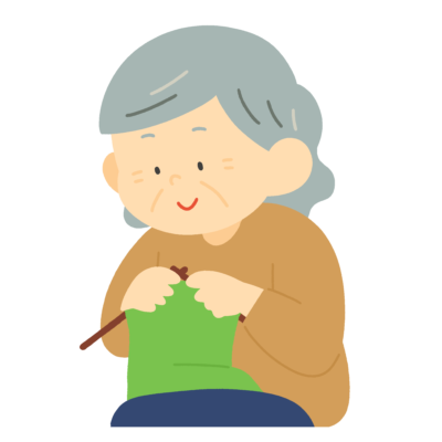 編み物をするおばあさんのフリーイラスト素材