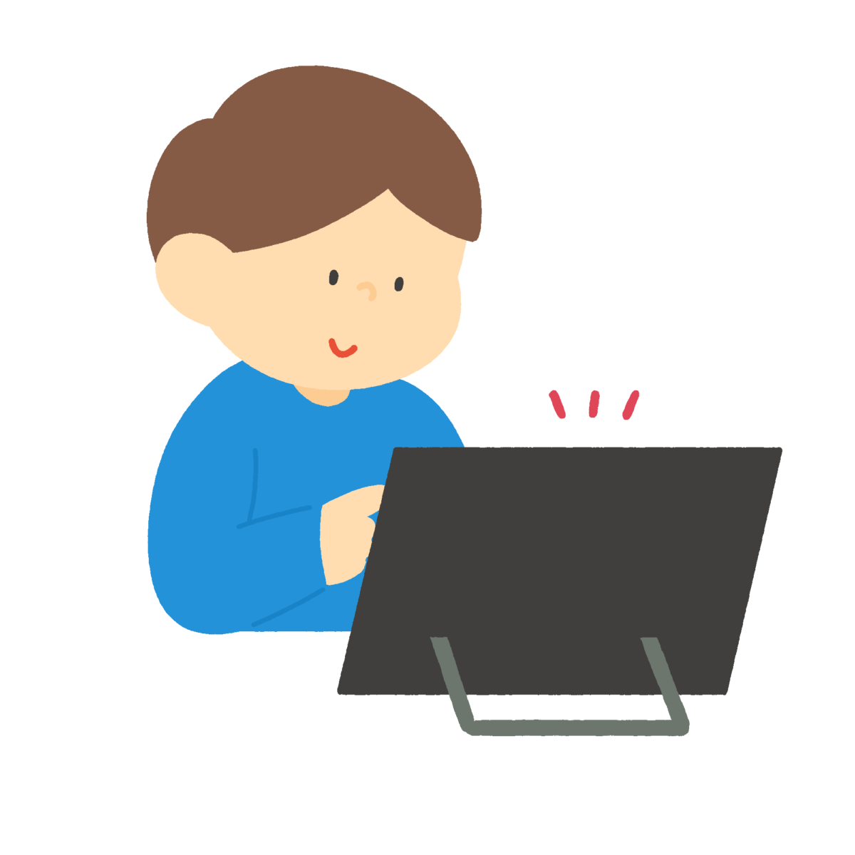 タブレットを操作する男性のフリーイラスト素材