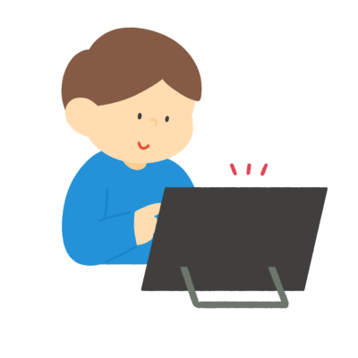 タブレットを操作する男性のフリーイラスト素材