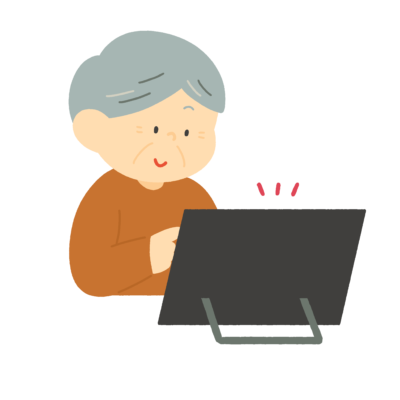 タブレットを操作するおじいさんのフリーイラスト素材