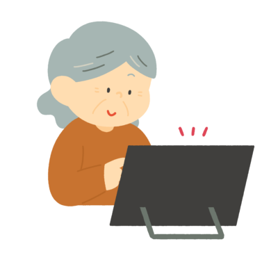 タブレットを操作するおばあさんのフリーイラスト素材