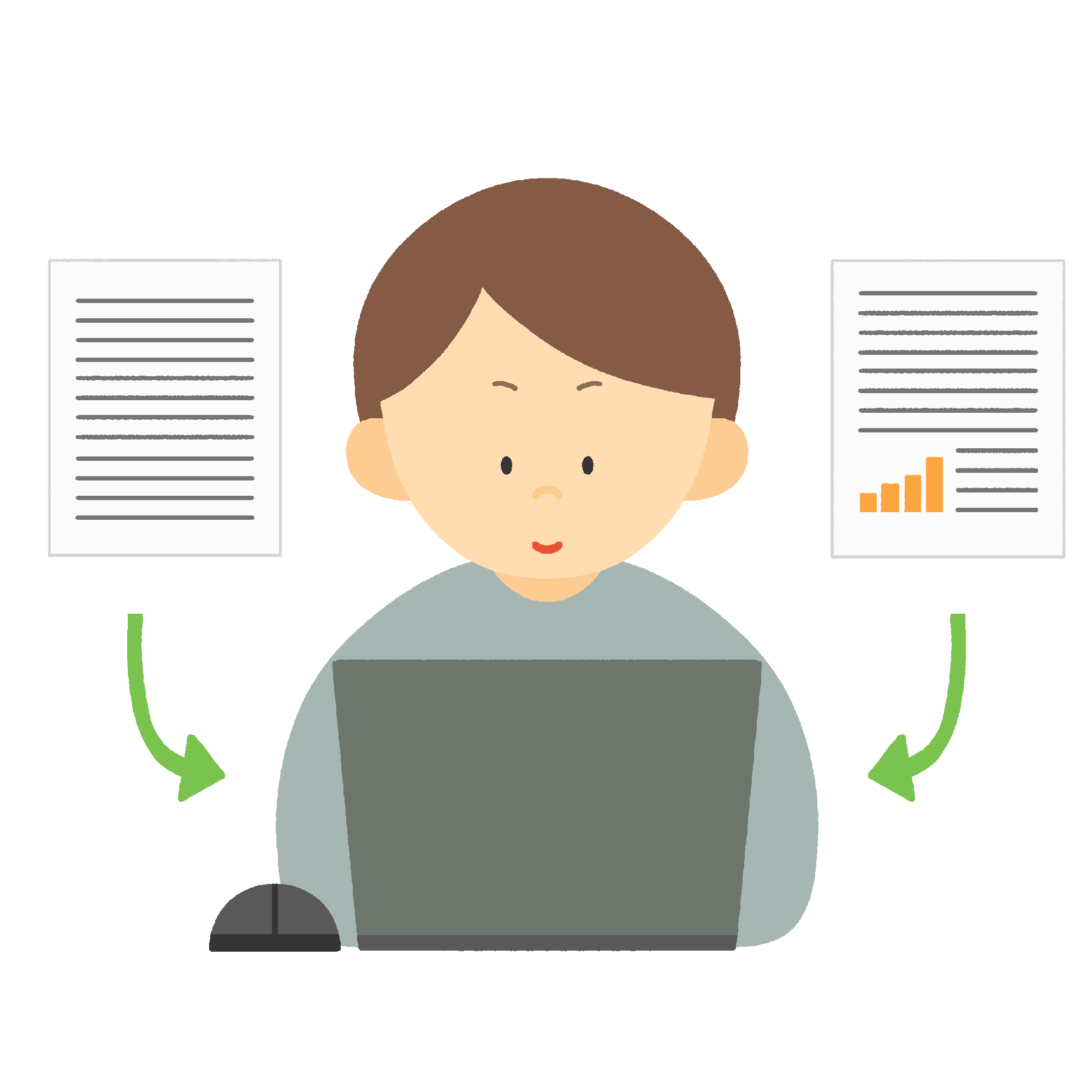 文書管理システムを使う男性のフリーイラスト素材