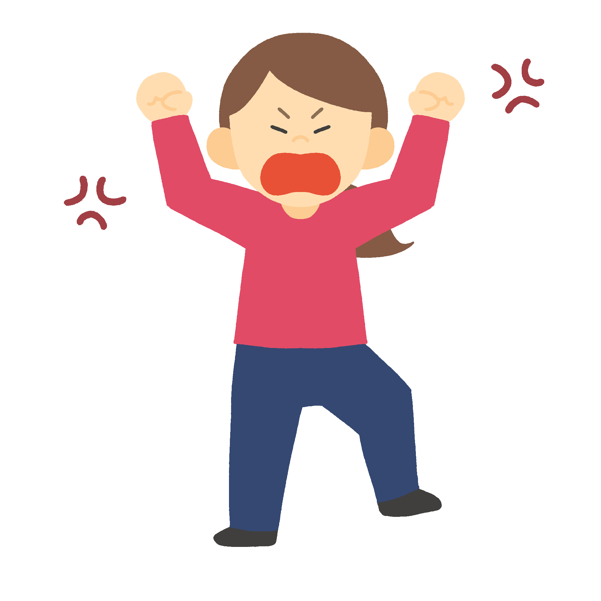 地団駄を踏む女性のフリーイラスト素材